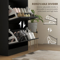 Modern Shoe Storage with 3 Flip Drawers and Adjustable Shelves, Shoe Cabinet Organizer for 12-18 Pairs of Shoes, Black