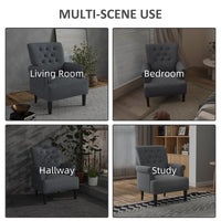 Armchair, Fabric Accent Chair, Modern Living Room Chair with Wood Legs and Rolled Arms for Bedroom, Grey