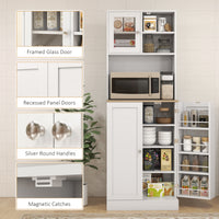 66.5" Tall Kitchen Pantry Cabinet, Kitchen Hutch, Microwave Cabinet with Adjustable Shelves for Dining Room, White