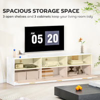 TV Stand with Storage, Modern Entertainment Center with 3 Cabinets and 3 Open Shelves, for TVs up to 85", White