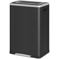 2x5.3 gal (2x20 L) Garbage Bin, Stainless Steel Garbage Can with Soft-Close Lid and Removable Inner Buckets, Black