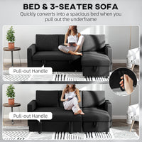 83" Sofa Bed, Pull Out Sleeper L Shaped Sectional Couch with Reversible Storage Chaise, Wide and Deep Seat, Black
