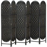 Bohemian Privacy Screen, Folding Room Divider with 6 Panels and Arched Top for Bedroom Living Room Office, Black