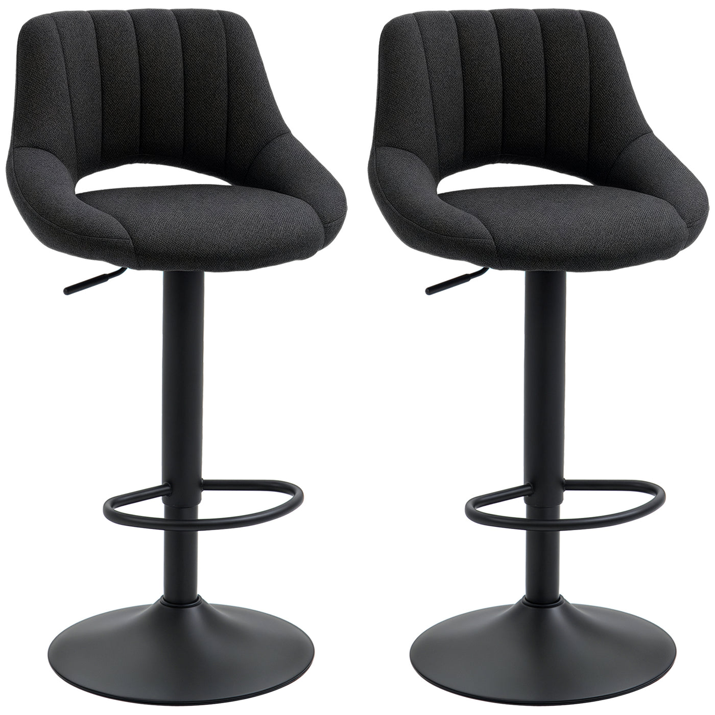 Swivel Bar Stools Set of 2, Linen Upholstered Counter Height Barstools with Round Metal Base