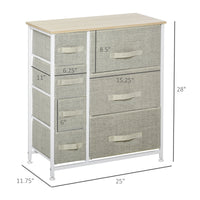 Dresser with 7 Drawers, Chest of Drawers with Metal Frame, Fabric Dresser for Living Room, Light Grey