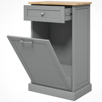 Kitchen Tilt Out Trash Bin Cabinet, Free Standing Recycling Cabinet, Trash Can Holder with Drawer, Grey