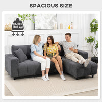 Sectional Couch with Integrated Seat, 3 Seater L-Shaped Sofa with Changeable Chaise, Spring Cushion, 2 Pillows, Grey