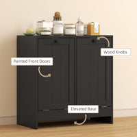 Tilt-Out Laundry Storage Cabinet, Modern Laundry Hamper with 2 Compartments for Bathroom Washroom, Black