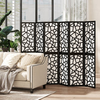 6 Panel Room Divider, 5.6 FT Lightweight Folding Privacy Screen with Geometric Pattern for Living Room, Bedroom, Black