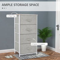 Linen Drawer Cabinet Organizer Storage Dresser Tower with 4 Removable Drawer Metal Frame Adjustable Feet for Living Room, Kitchen, Bathroom, White