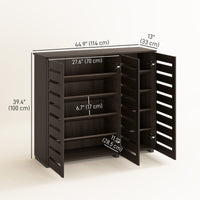 Narrow Shoe Cabinet with Slatted Doors, Adjustable Shelves for 20 Pairs of Shoes, Shoe Cabinet for Entryway, Dark Brown