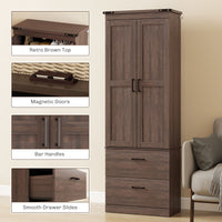 67" Tall Kitchen Pantry Storage Cabinet, Kitchen Pantry Cabinet with Doors, Drawers and Adjustable Shelves