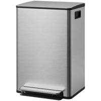 Trash Can with Soft-Close Lid, Garbage Can with Removable Inner Bucket for Kitchen 13.2 gal/50 L, Silver