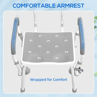 Adjustable Shower Chair with Arms Back and Padded Seat, Light Grey
