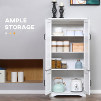 48" 4-Door Storage Cabinet Multi-Storey Large Space Pantry with Adjustable Shelves White