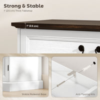 Buffet Cabinet, 32" Farmhouse Sideboard with Thick Top, Quiet Drawer and Adjustable Shelf, White Wood Grain