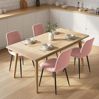 Dining Chairs Set of 4, Upholstered Dining Room Chairs with Steel Legs, Modern Kitchen Chair for Dining Room, Pink