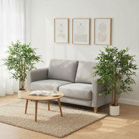 4FT Artificial Banyan Tree Set of 2, Fake Potted Tree with Solid Wood Trunk and Pot for Indoor