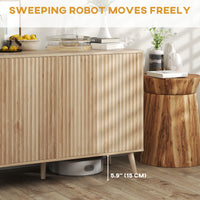 Buffet Cabinet with Storage Modern Fluted Sideboard with Adjustable Shelves Wood Legs for Dining Room Living Room Oak