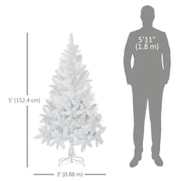 5ft Artificial Christmas Tree with Pine Realistic Branches, Auto Open, for Indoor Decoration, White