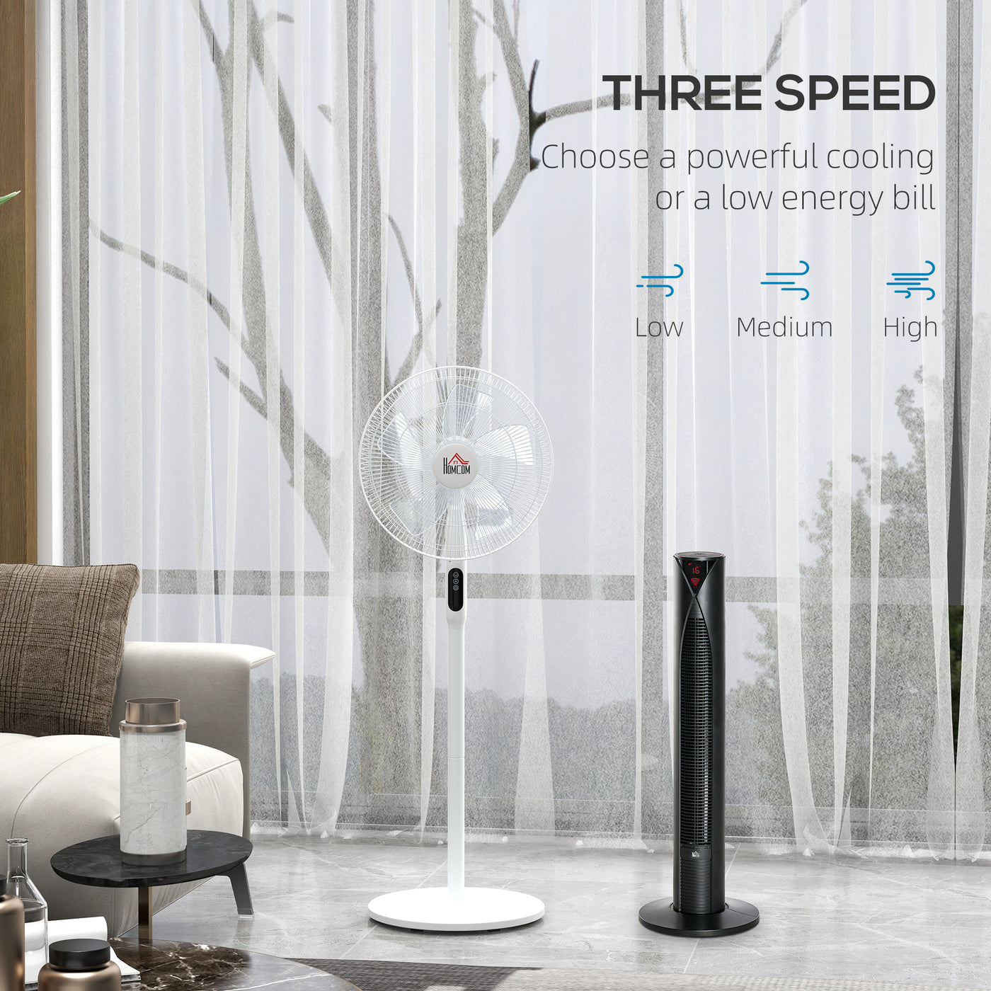 Tower Fan and 16" Pedestal Fan Set, with Remote Control, Height Adjustable, Tilted Head, Timer, Oscillating Standing Fan, Stand Floor Fans for Bedroom, White