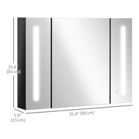 LED Medicine Cabinet with Mirror, Wall Mounted Bathroom Mirror Cabinet with Adjustable Shelves, High Gloss Black