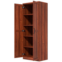 63" Kitchen Storage Cabinet, 5-tier Pantry Cabinet with Doors and Adjustable Shelves for Dining Room, Tan