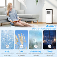 10000 BTU Portable 4-in-1 Air Conditioner with Cool, Dehumidifier, Fan, Sleep, WiFi Voice Remote Control, White