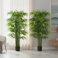 5.3ft Artificial Tree Set of 2, Indoor Fake Bamboo with Pot, for Home, Office, and Living Room Decor
