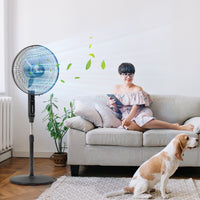 Standing Floor Fan with Remote Control, Stand Up Cooling Fan, Tall Pedestal Electric Fan for Bedroom, Black