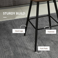 PU Leather Counter Height Bar Chairs Set of 2, 27.75" Bar Stools with Metal Legs for Dining Area, Kitchen Island, Brown