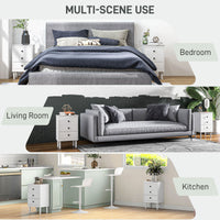 Set of Two Three-Drawer Modern Bedside Tables for Bedroom, White
