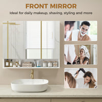 Wall Mounted Bathroom Medicine Cabinet with Mirror and Adjustable Shelves, White