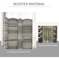 6 Ft Tall Folding Room Divider, 3 Panel Portable Privacy Screen, Hand-Woven Partition Wall Divider, Mixed Grey