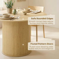Round Dining Table for 4-6, 47 Inch Kitchen Table with Fluted Pedestal Base, for Kitchen Living Room Dining Room, Natural