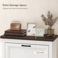 Shoe Cabinet with 2 Flip Drawers, Farmhouse Narrow Shoe Storage Cabinet with Adjustable Shelves, White