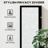 6 Panel Room Divider, 5.6 FT Lightweight Folding Privacy Screen with Geometric Pattern for Living Room, Bedroom, Black