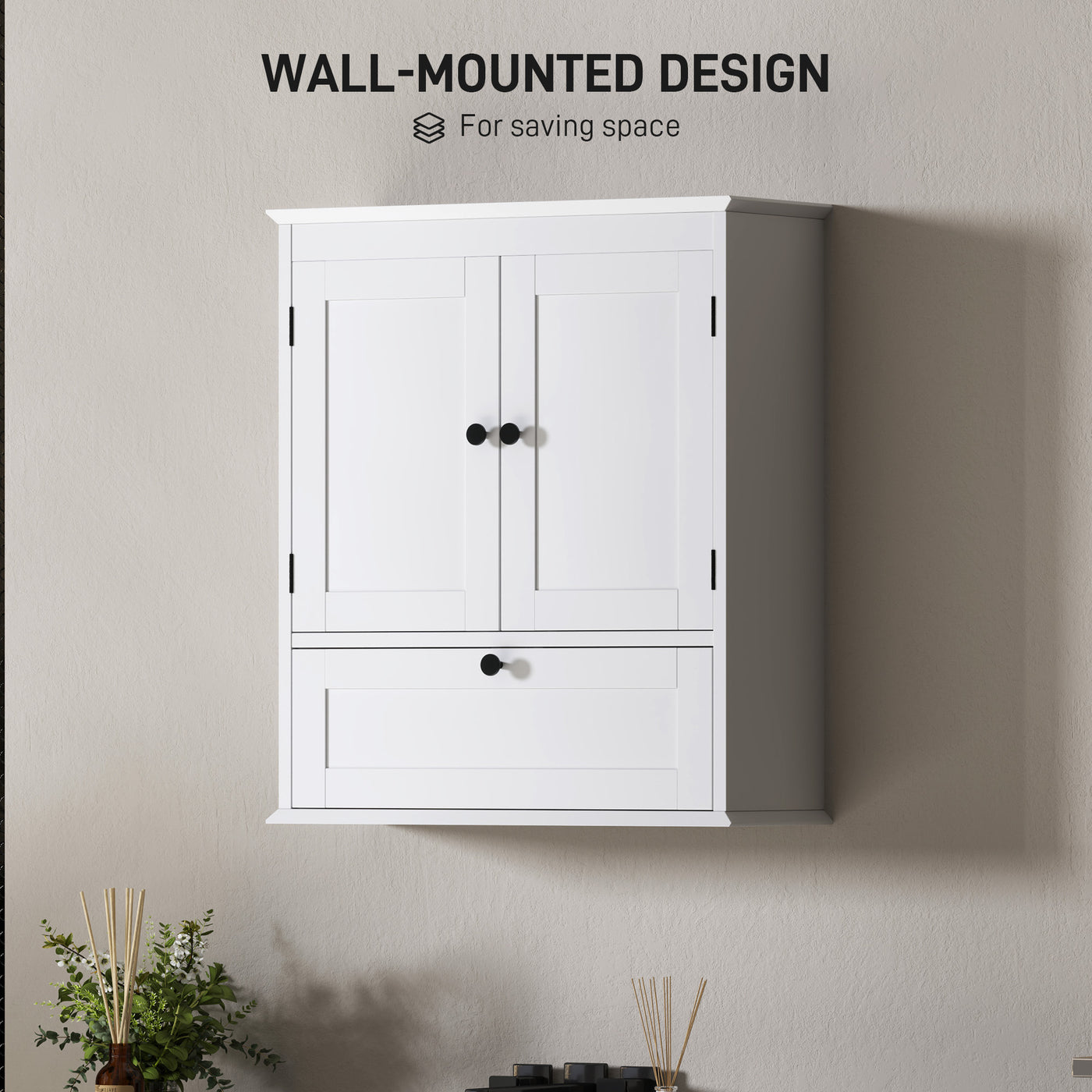 Medicine Cabinet with Adjustable Shelf, Bathroom Wall Cabinet Bathroom Cabinet with Recessed Panels, White