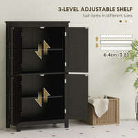 Farmhouse Bathroom Storage Cabinet, Bathroom Floor Cabinet with Barn Doors and Adjustable Shelf, Black