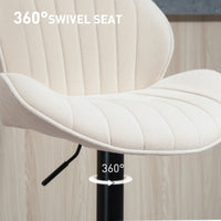 Bar Stools Set of 2, Swivel Barstools with Back, Adjustable Height and Footrest for Kitchen Island, Dining Room, Beige