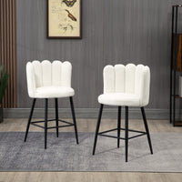Faux Cashmere Bar Stools Set of 2 Counter Height Bar Stools with Back for Home Kitchen, 20.5"x19.7"x36.6", Cream