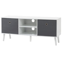 Modern TV Stand Cabinet with Foldable Drawers and Shelves for Living Room, Bedroom, White