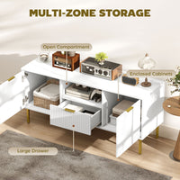 Modern TV Console for TVs up to 50 Inch, Entertainment Center with Smart RGB LED Lights and Soft Close Doors, White