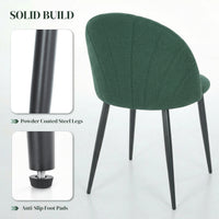 Modern Dining Chairs Set of 4, Upholstered Dining Room Chairs with Metal Legs, Shell Backrest, Padded Seat, Green