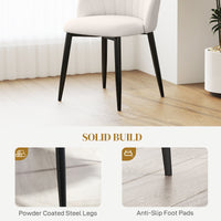 Modern Dining Chairs Set of 4, Upholstered Dining Room Chairs with Metal Legs, Shell Backrest, Padded Seat, Cream White
