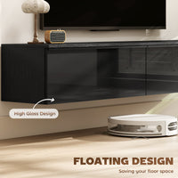 Wall Mounted TV Stand, Floating TV Cabinet with Storage, for TVs up to 70", High Gloss Effect, Black