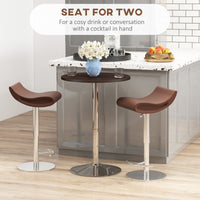 High Top Bar Table, Adjustable Round Kitchen Table with Swivel Top and Steel Base, Bistro Table for 2 People, Walnut