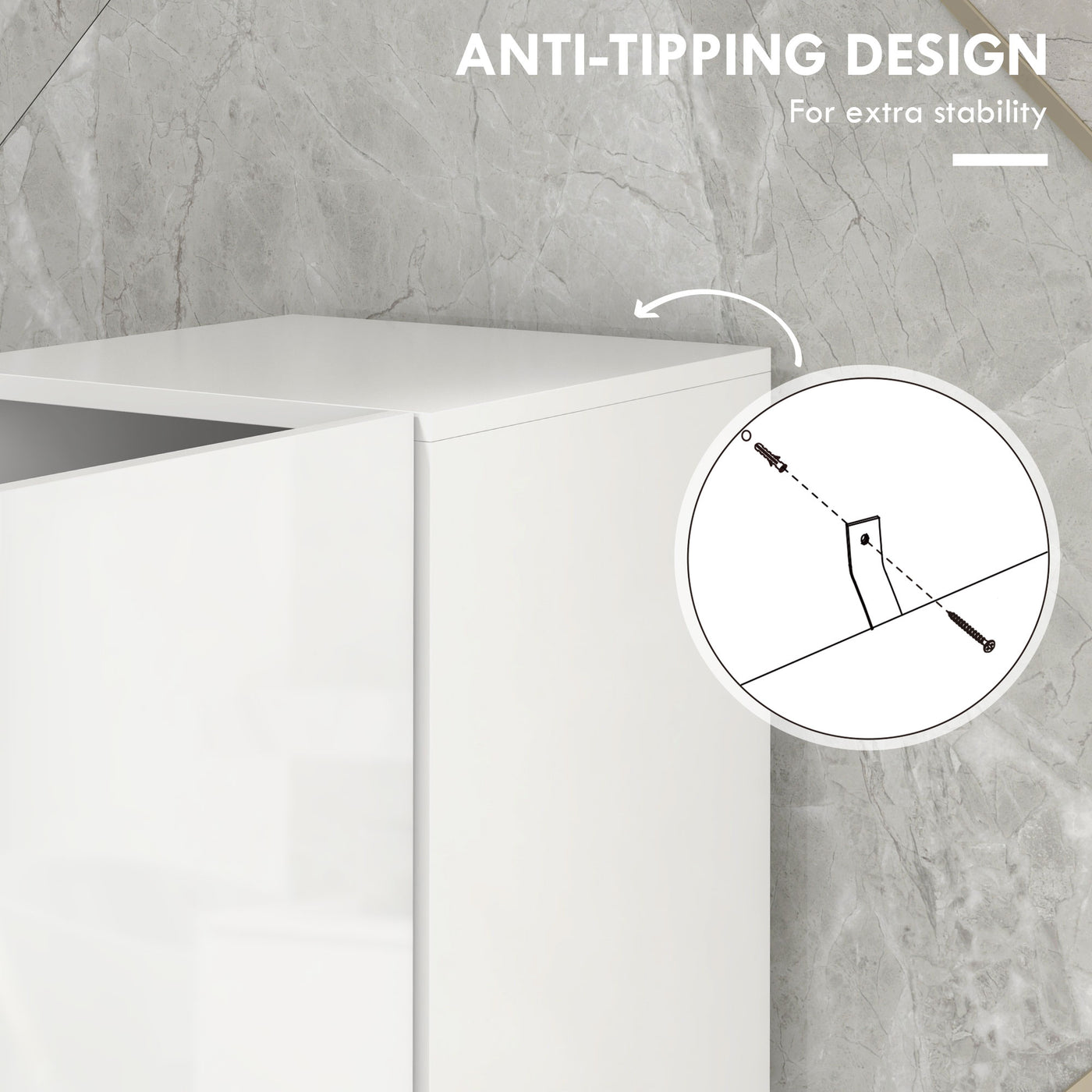 Tall Bathroom Cabinet, High Gloss Storage Cabinet with Doors and Adjustable Shelves, 11.8" x 11.8" x 71.5", White
