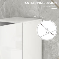 Tall Bathroom Cabinet, High Gloss Storage Cabinet with Doors and Adjustable Shelves, 11.8" x 11.8" x 71.5", White