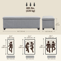 44 Inches Ottoman with Storage, Lid, Legs, Corduroy End of Bed Bench for Living Room, Bedroom, Entryway, Light Grey